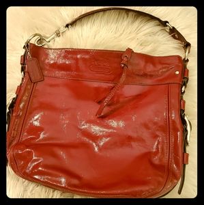 Coach Zoe Hobo bag- red patent leather